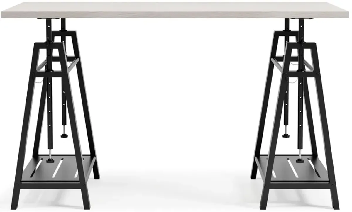 Bayflynn - White / Black - Adjustable Height Desk