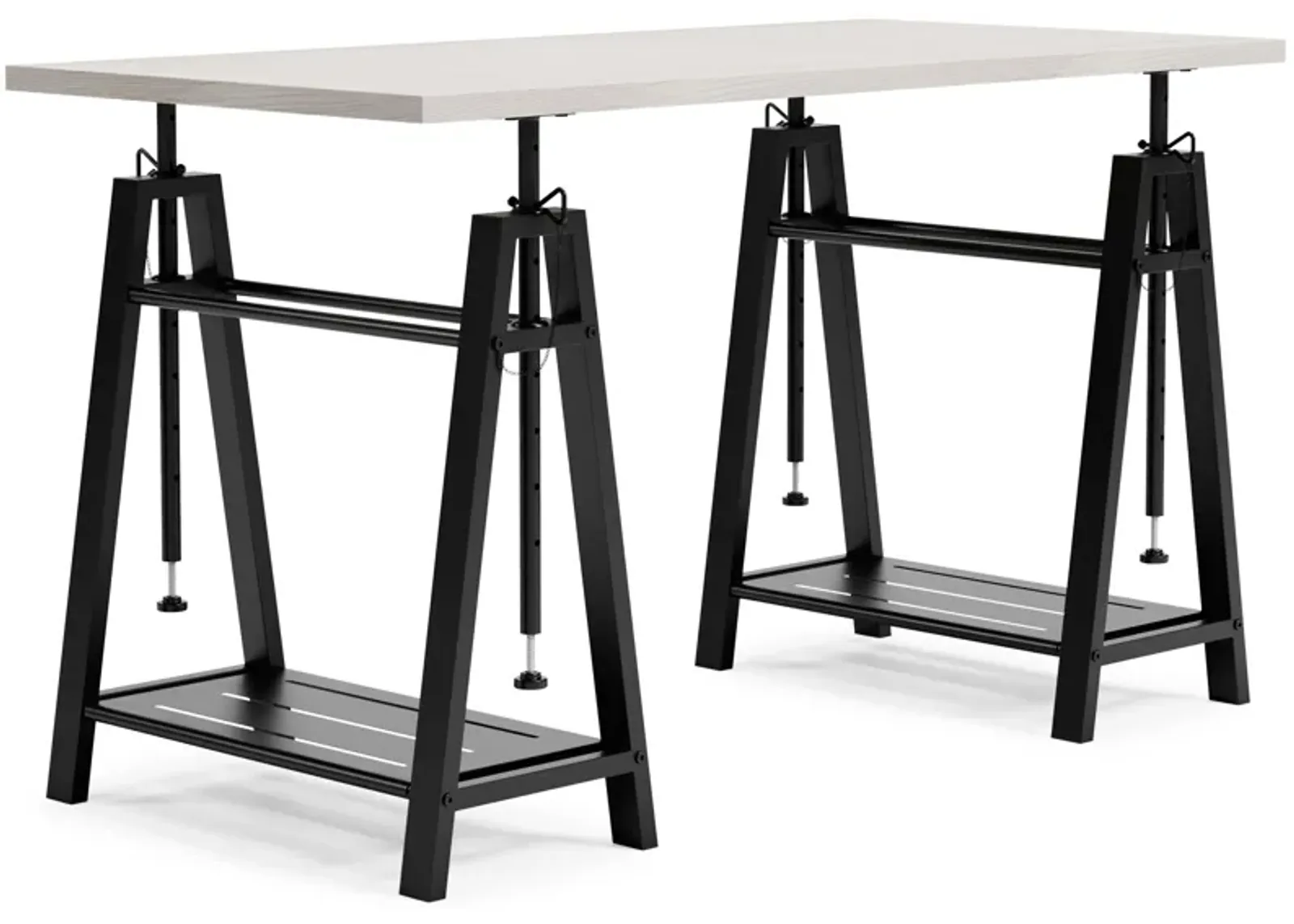 Bayflynn - White / Black - Adjustable Height Desk