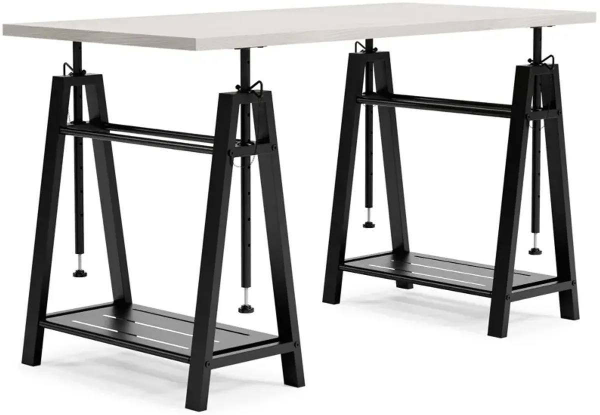 Bayflynn - White / Black - Adjustable Height Desk