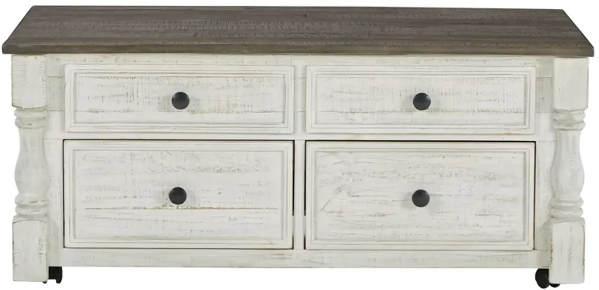 Havalance - White / Gray - Lift Top Cocktail Table With Storage Drawers