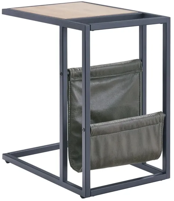Freslowe - Chair Side End Table with Magazine Basket - Light Brown / Black