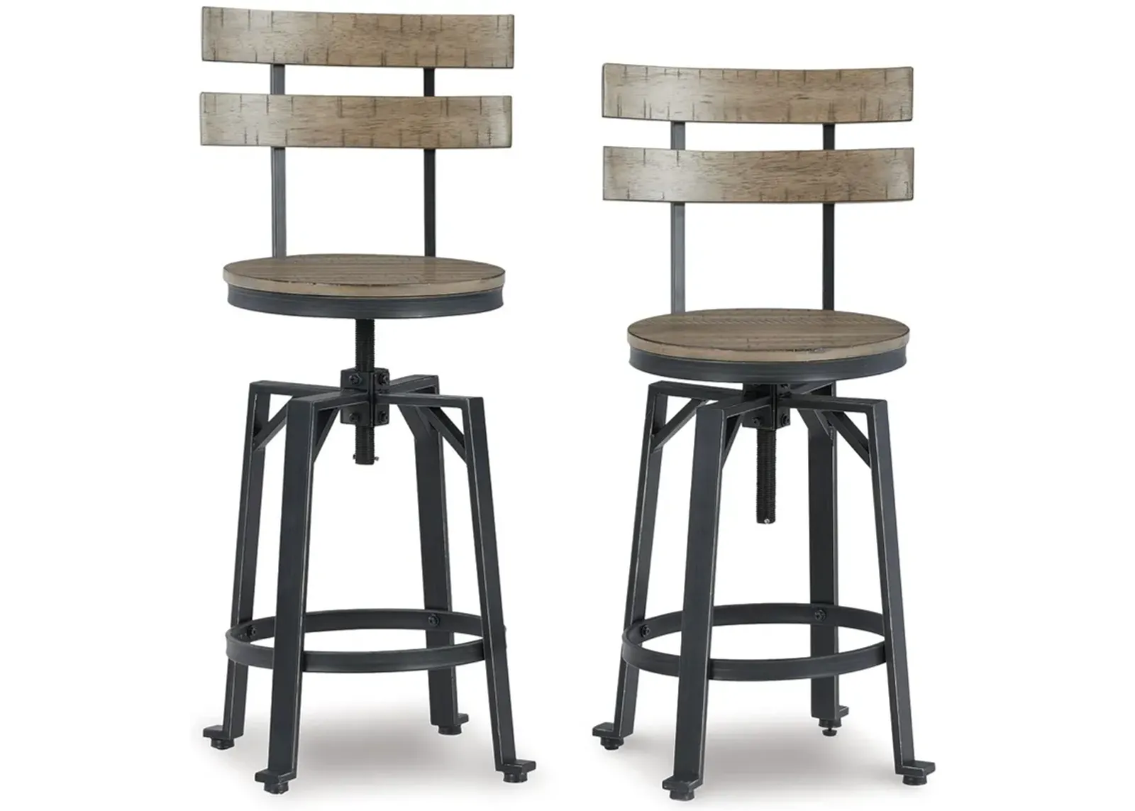 Lesterton - Light Brown / Black - Swivel Barstool (Set of 2)