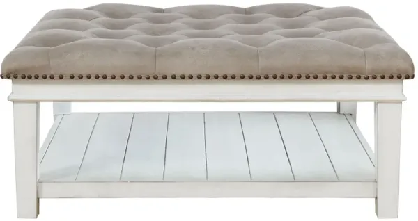 Kanwyn - Uph Ottoman Cocktail Table - Whitewash
