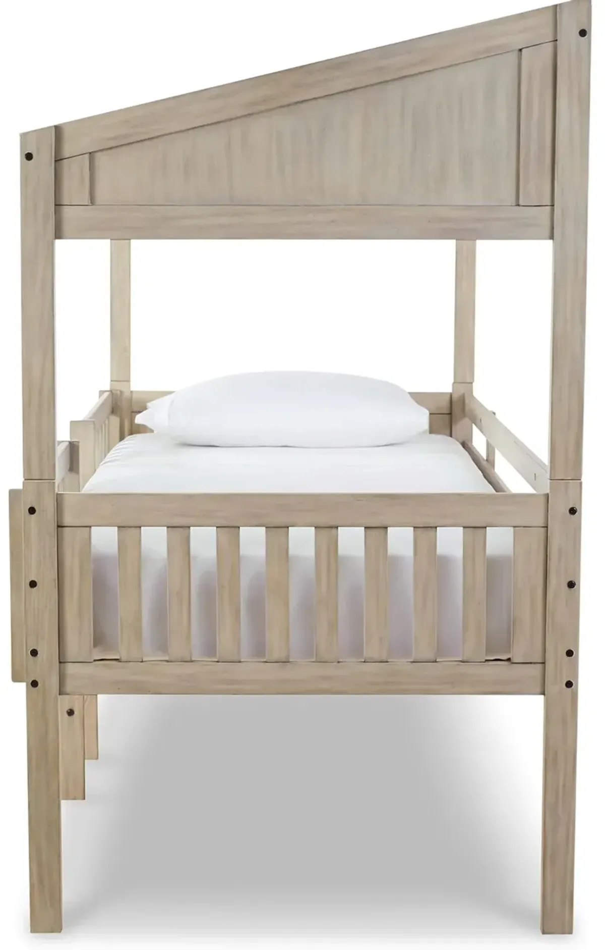 Wrenalyn - White / Brown / Beige - Twin Loft Bed With Roof Panels