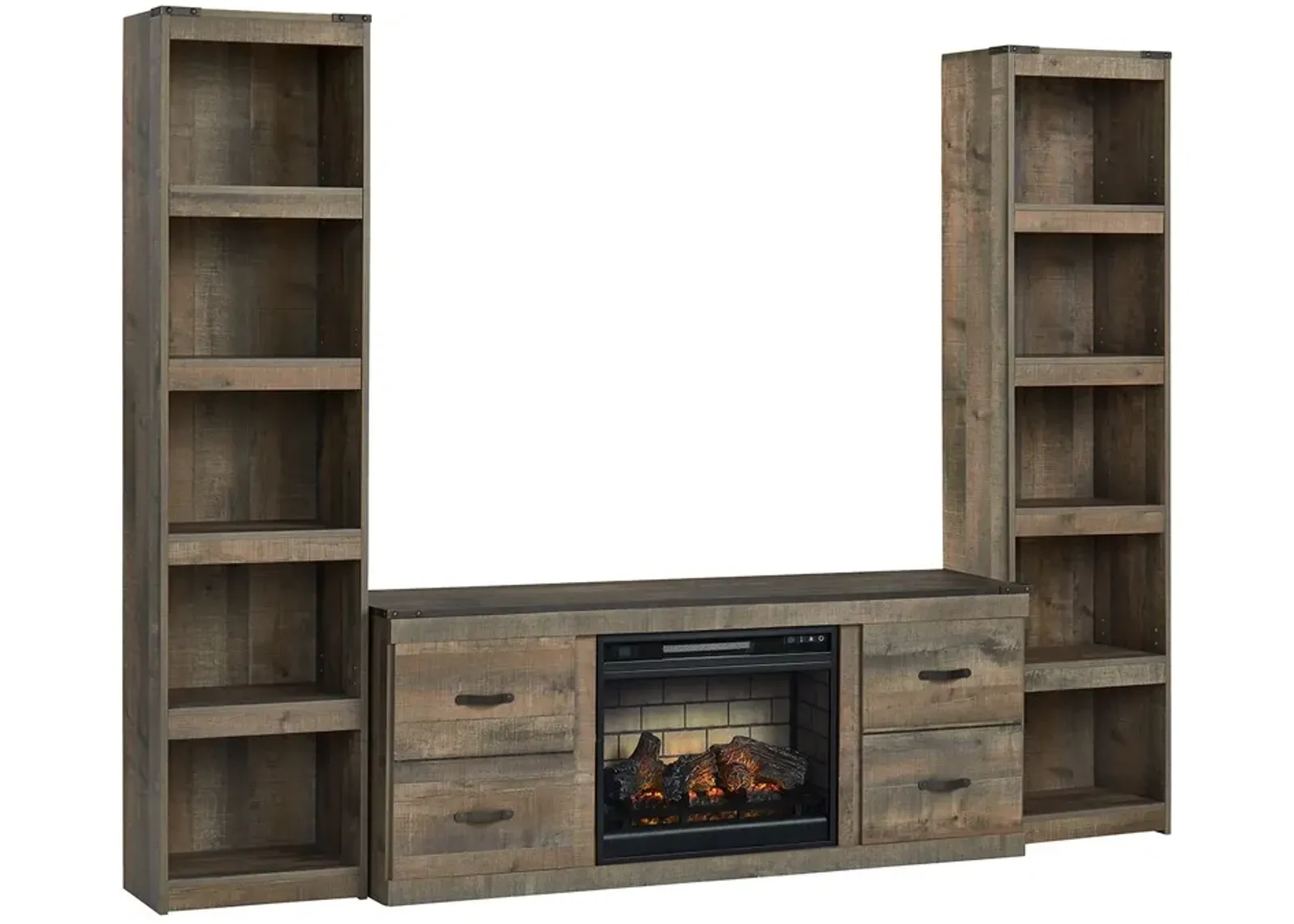 Trinell - Brown - 3-Piece Entertainment Center With Electric Fireplace