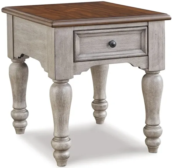 Lodenbay - Antique Gray / Brown - Rectangular End Table