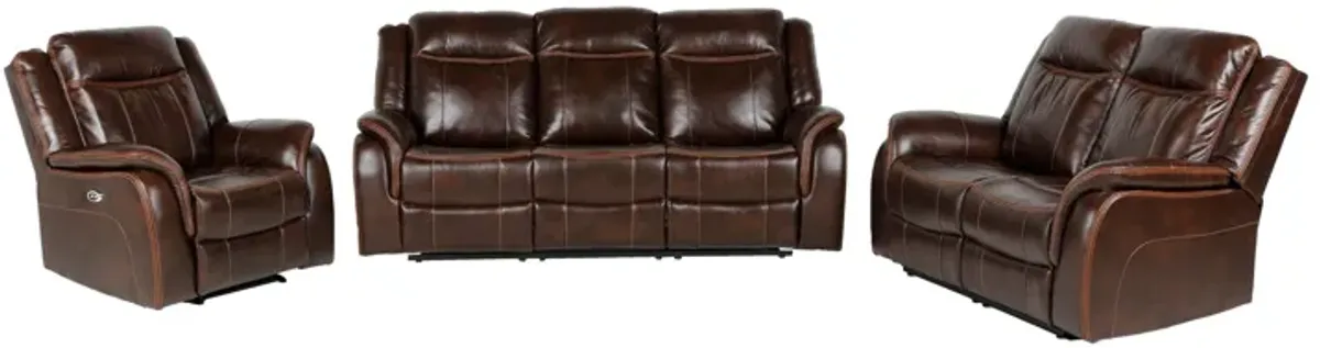 3 Piece Living Room Set: Power Reclining Sofa, Power Reclining Chair, Stationary Loveseat