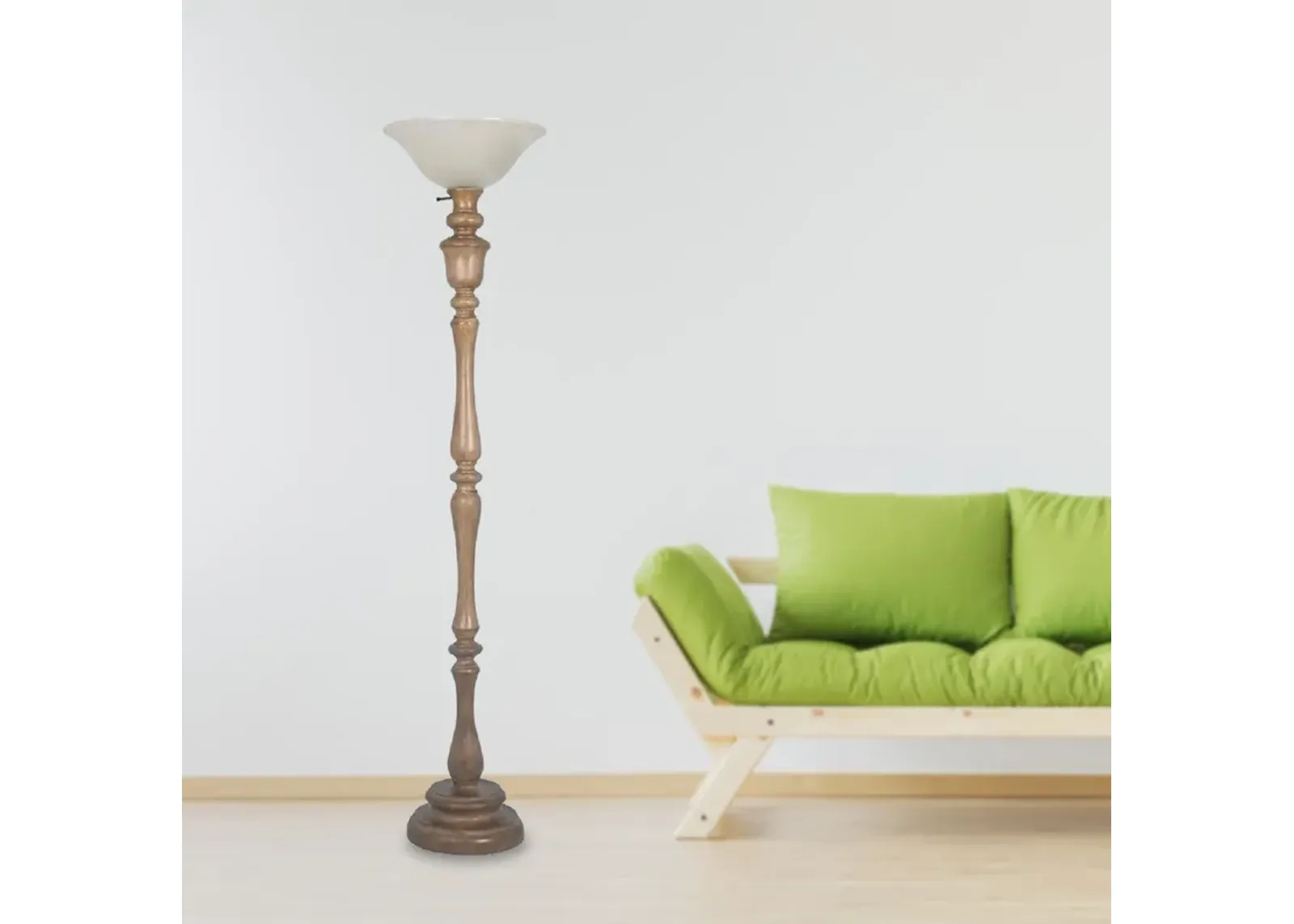 60" Polyresin Floor Lamp In Reclaimed Wood Finish