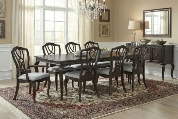 9-Piece Traditional Dining Set in Espresso (Table + 8 Upholstered Chairs)