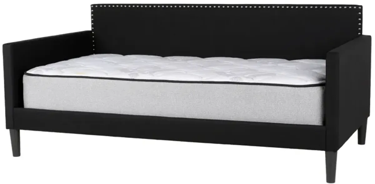 Black Upholstered Twin Daybed with Nailhead Trim
