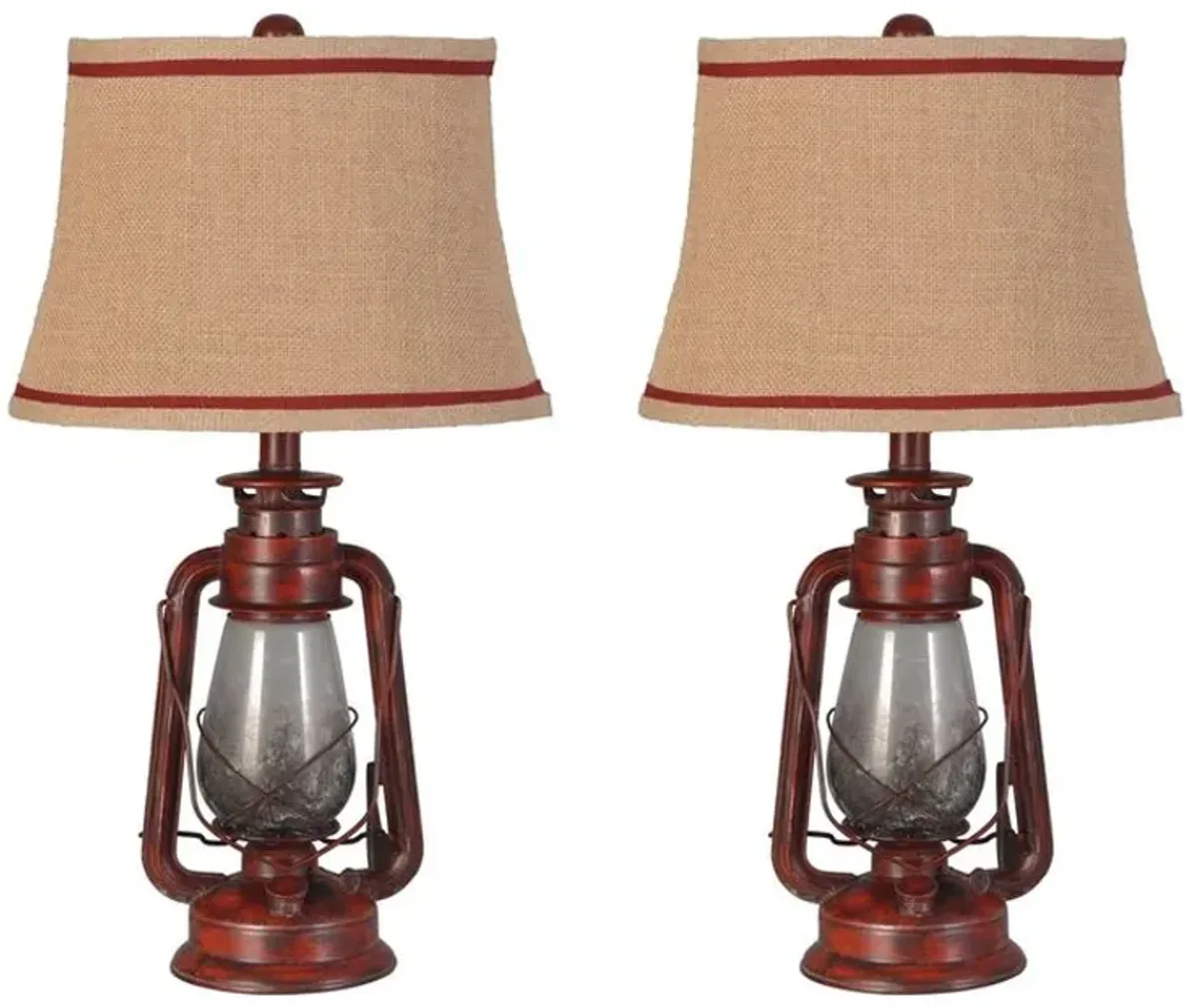 The Gray Barn Thornfield Lantern Table Lamp (Set of 2), Red