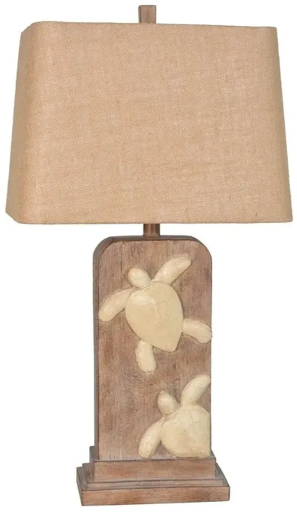 Turtle Table Lamps With Shades, Set of 2, Washed Sand and White