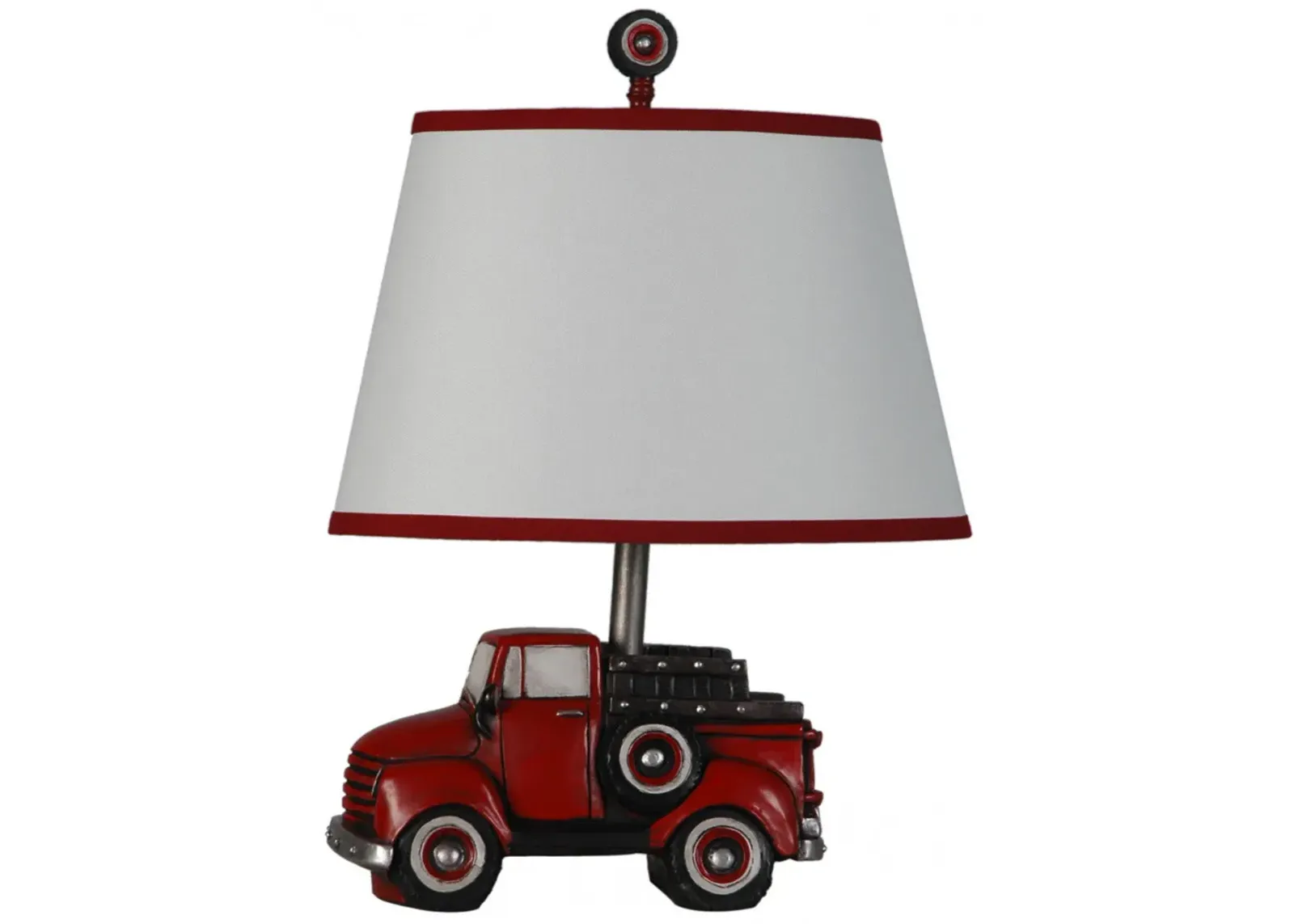 19.5 inch Antique Red Polyresin Truck Table Lamp Set of 2