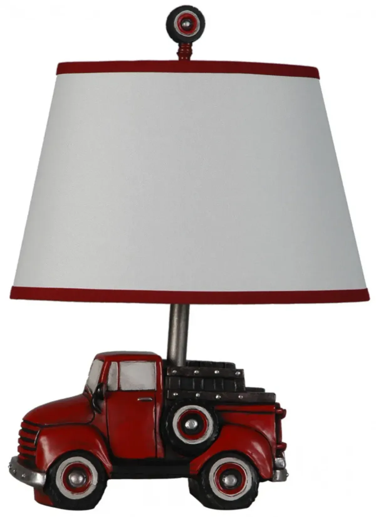 19.5 inch Antique Red Polyresin Truck Table Lamp Set of 2