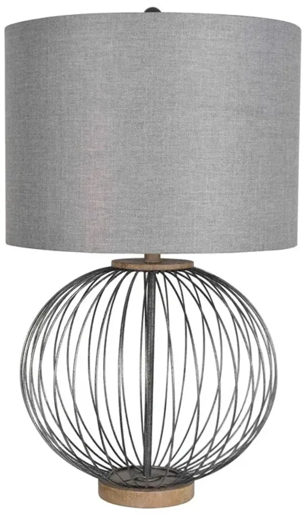 30- inch Metal Table Lamp with Grey Shade Set of 2