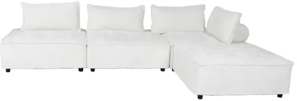 Beige 4-Piece Modular Sectional Sofa with Chaise & Loose Pillows