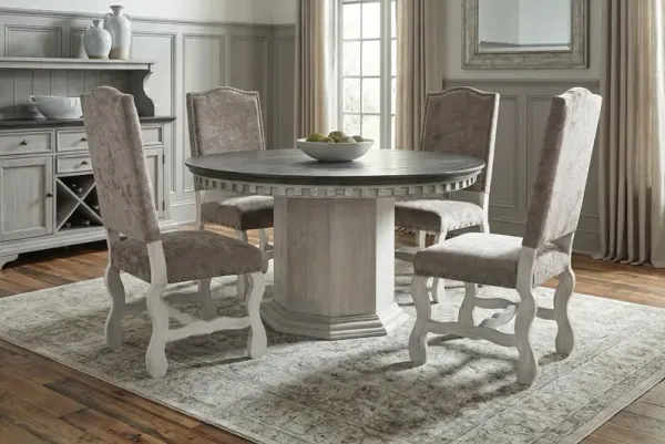 Alamo 5-Piece Solid Wood Round Dining Set with Upholstered Chairs