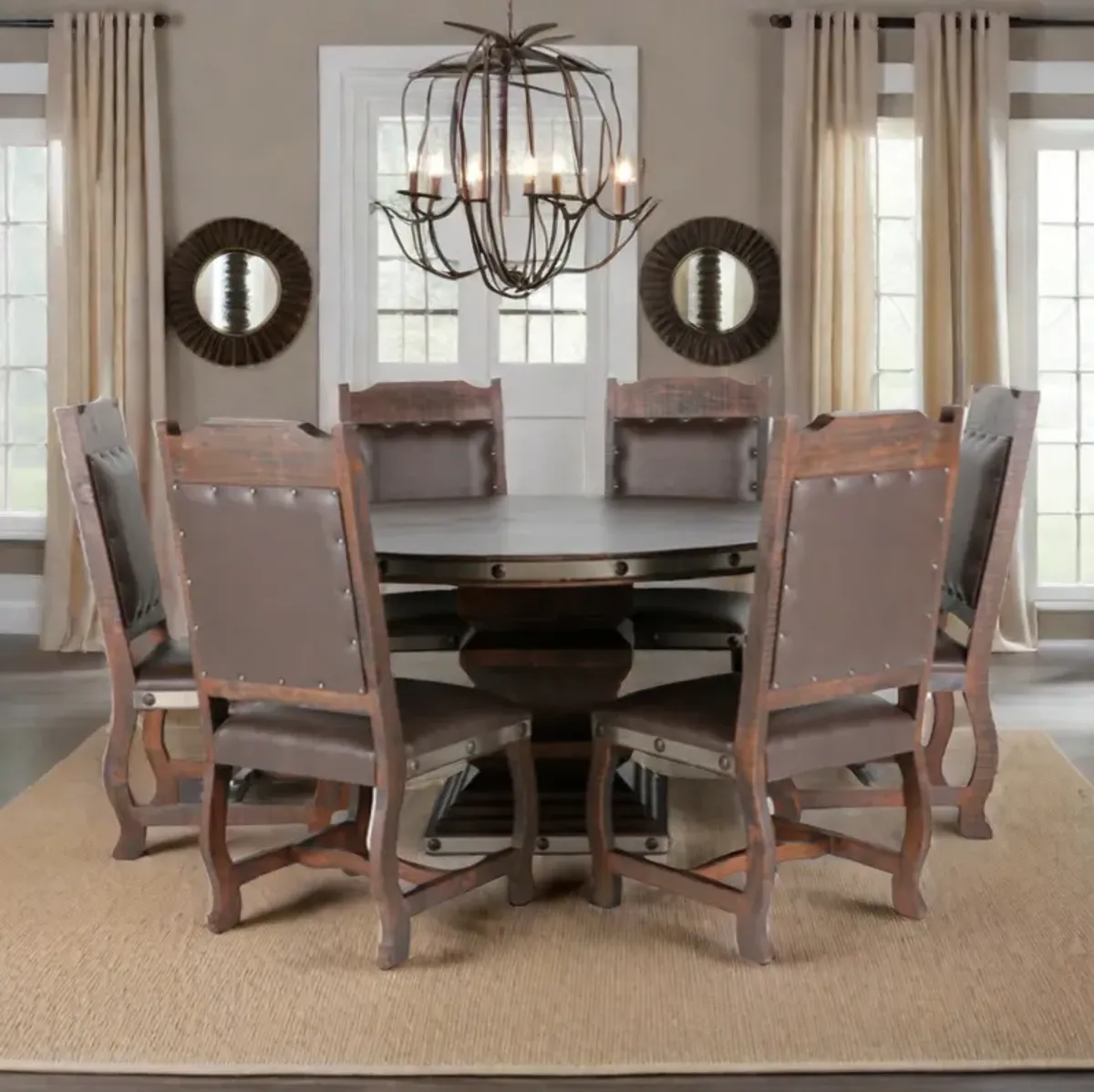 HACIENDA 7 PIECE ROUND DINING ROOM SET