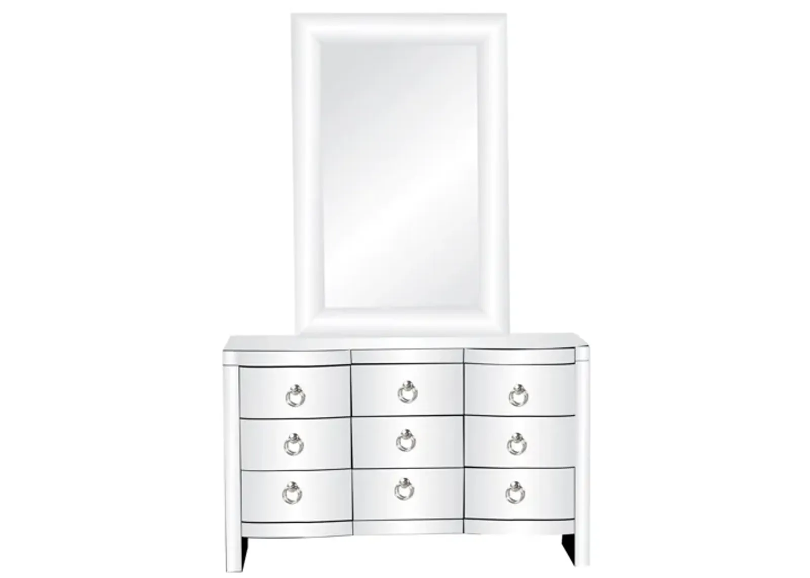 DRESSER AND MIRROR SET