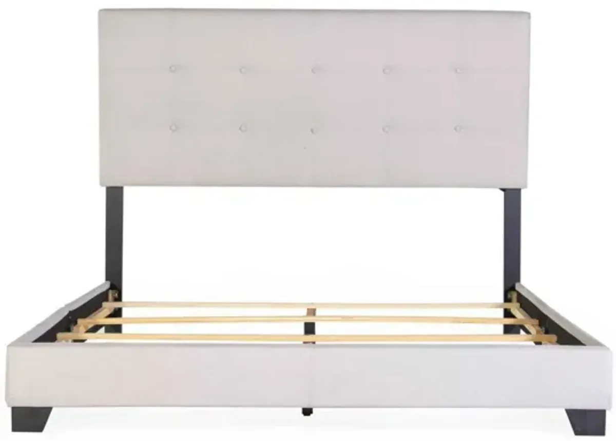 Khaki Tufted Upholstered Panel Bed