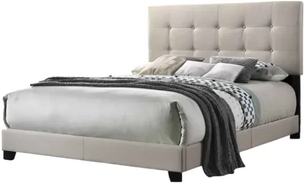 Khaki Tufted Upholstered Panel Bed