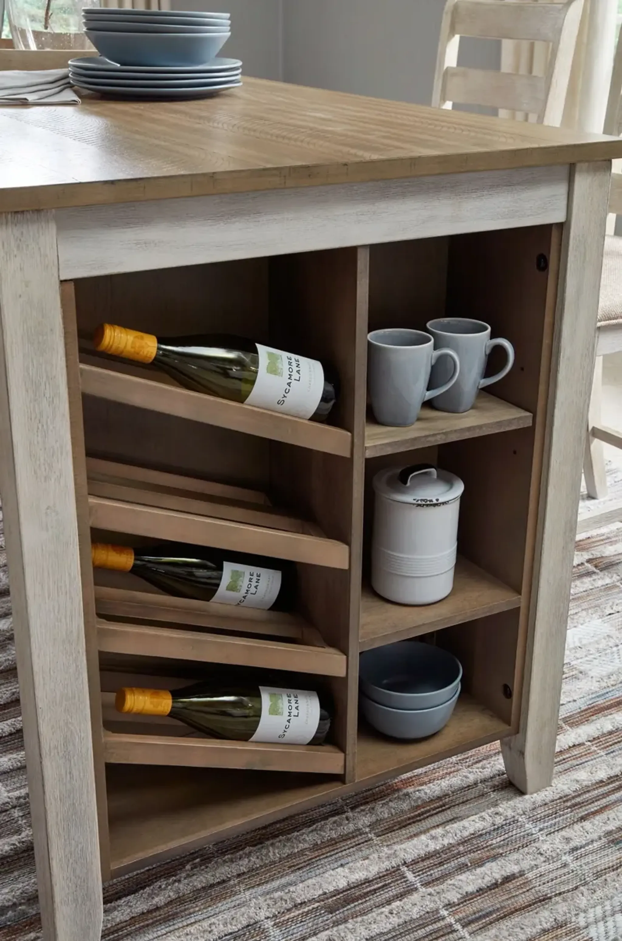 Skempton White Rectangular Counter Table With Storage Bel Furniture ...