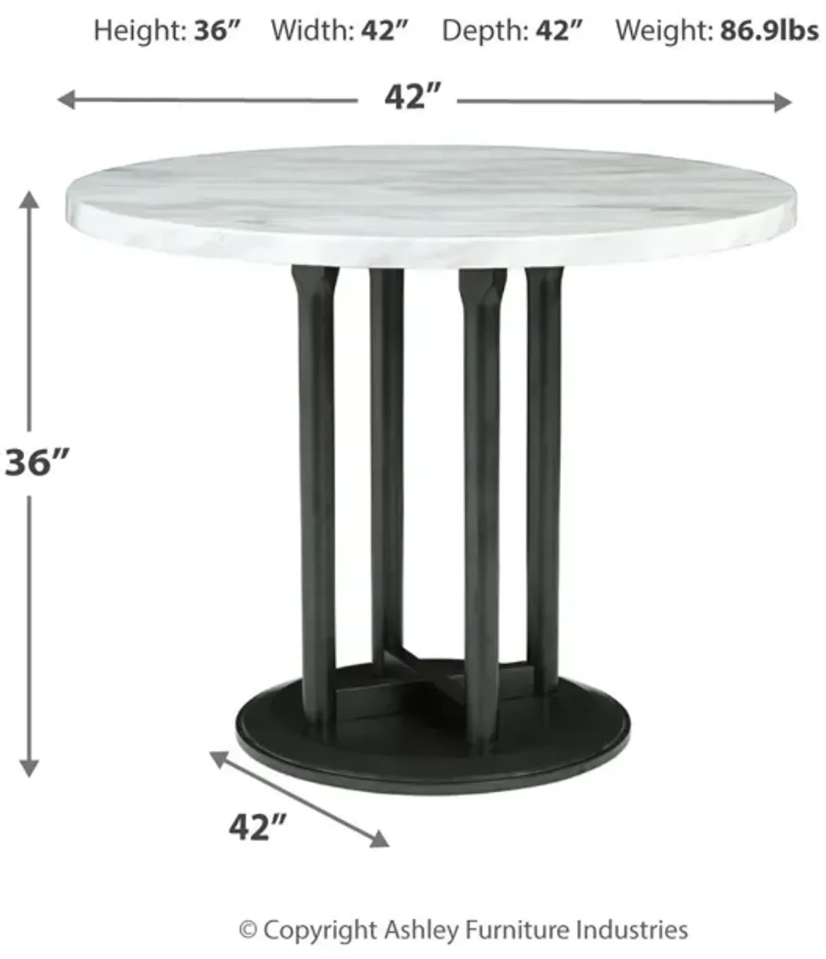 Centiar - Black / Gray - Round Dining Room Counter Table