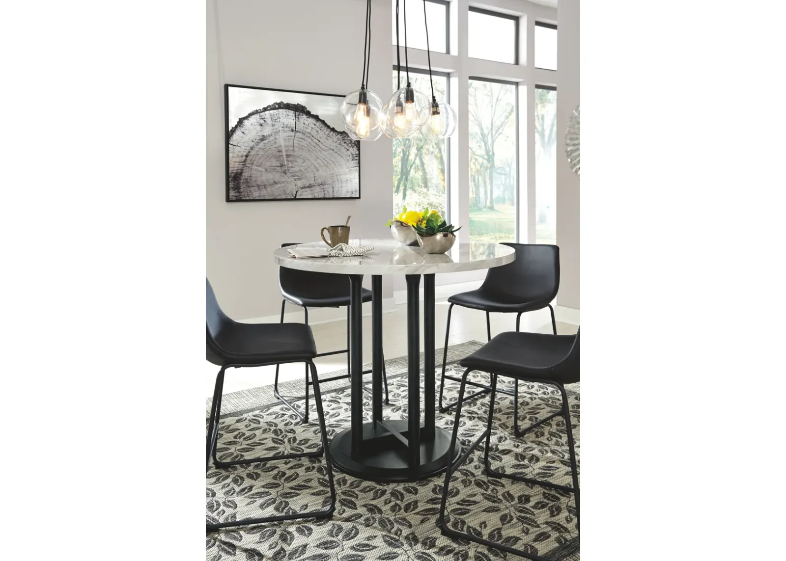 Centiar - Black / Gray - Round Dining Room Counter Table