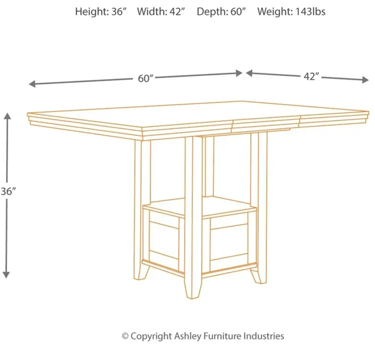 Ralene - Medium Brown - Rectangular Dining Room Counter Extension Table