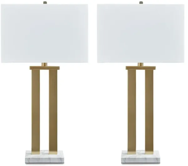 Coopermen - Gold Finish / White - Metal Table Lamp (Set of 2)