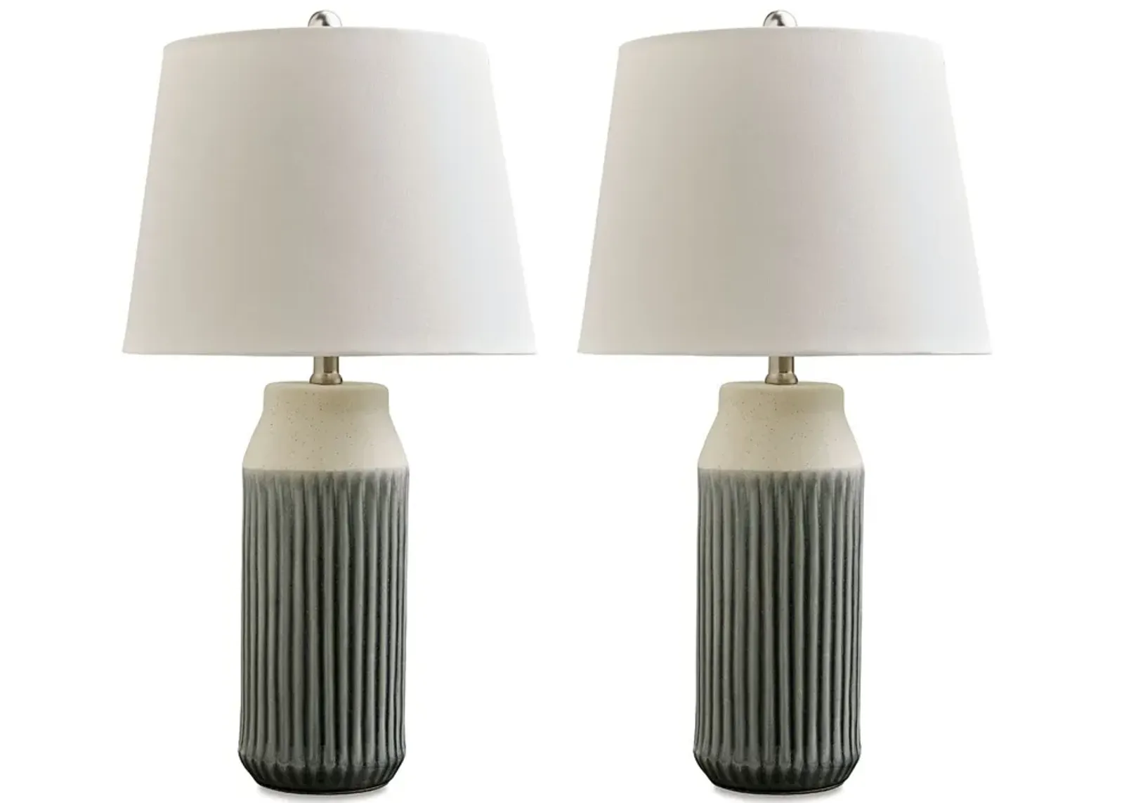 Afener - Blue / Beige - Ceramic Table Lamp (Set of 2)