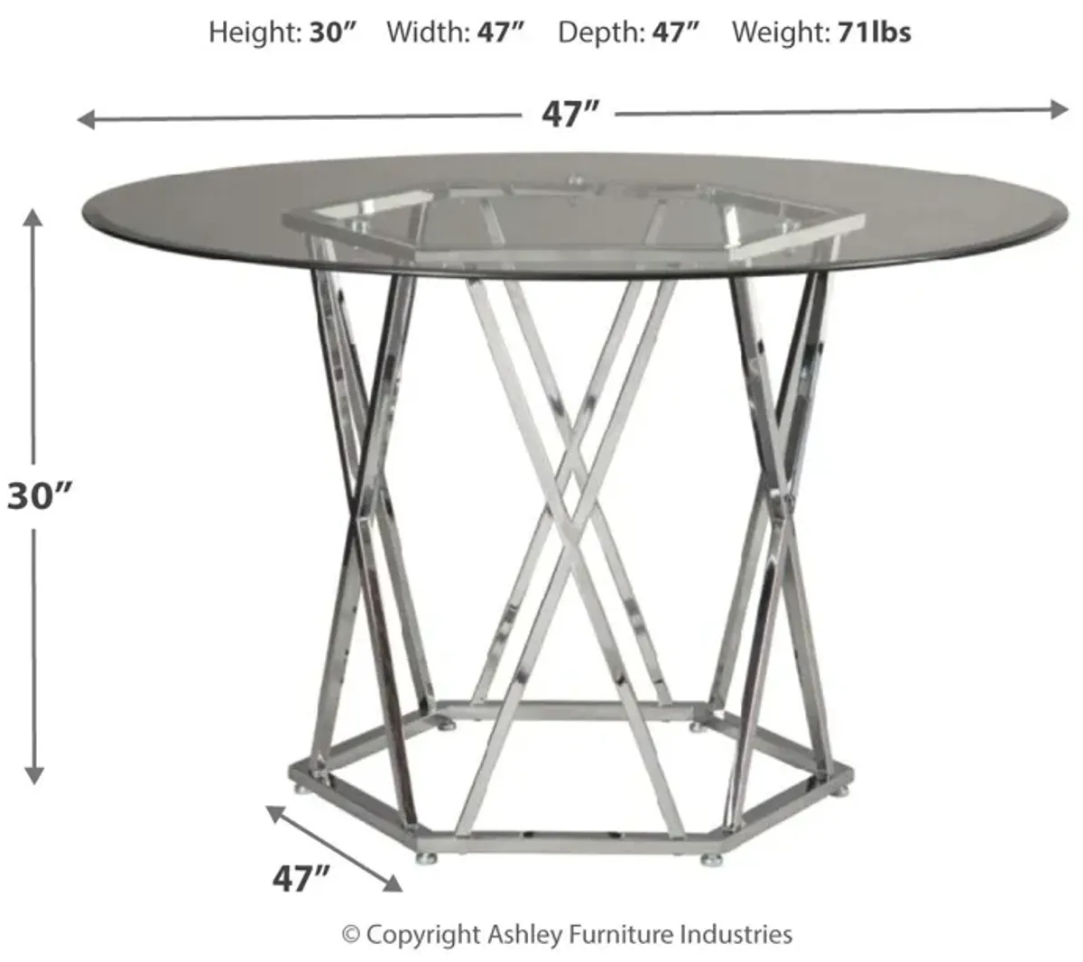 Madanere - Chrome Finish - Round Dining Room Table