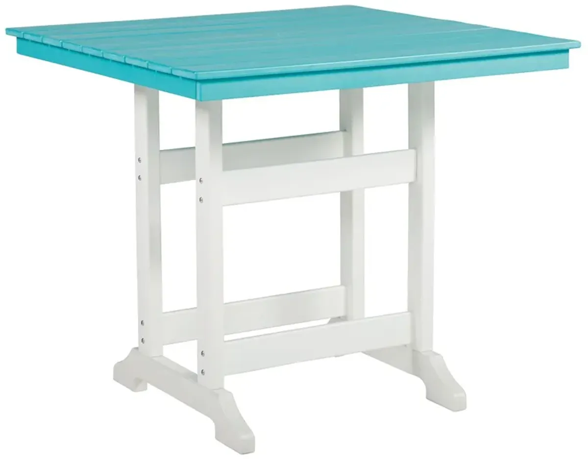 Eisely - Turquoise / White - Square Counter Tbl W/Umb Opt