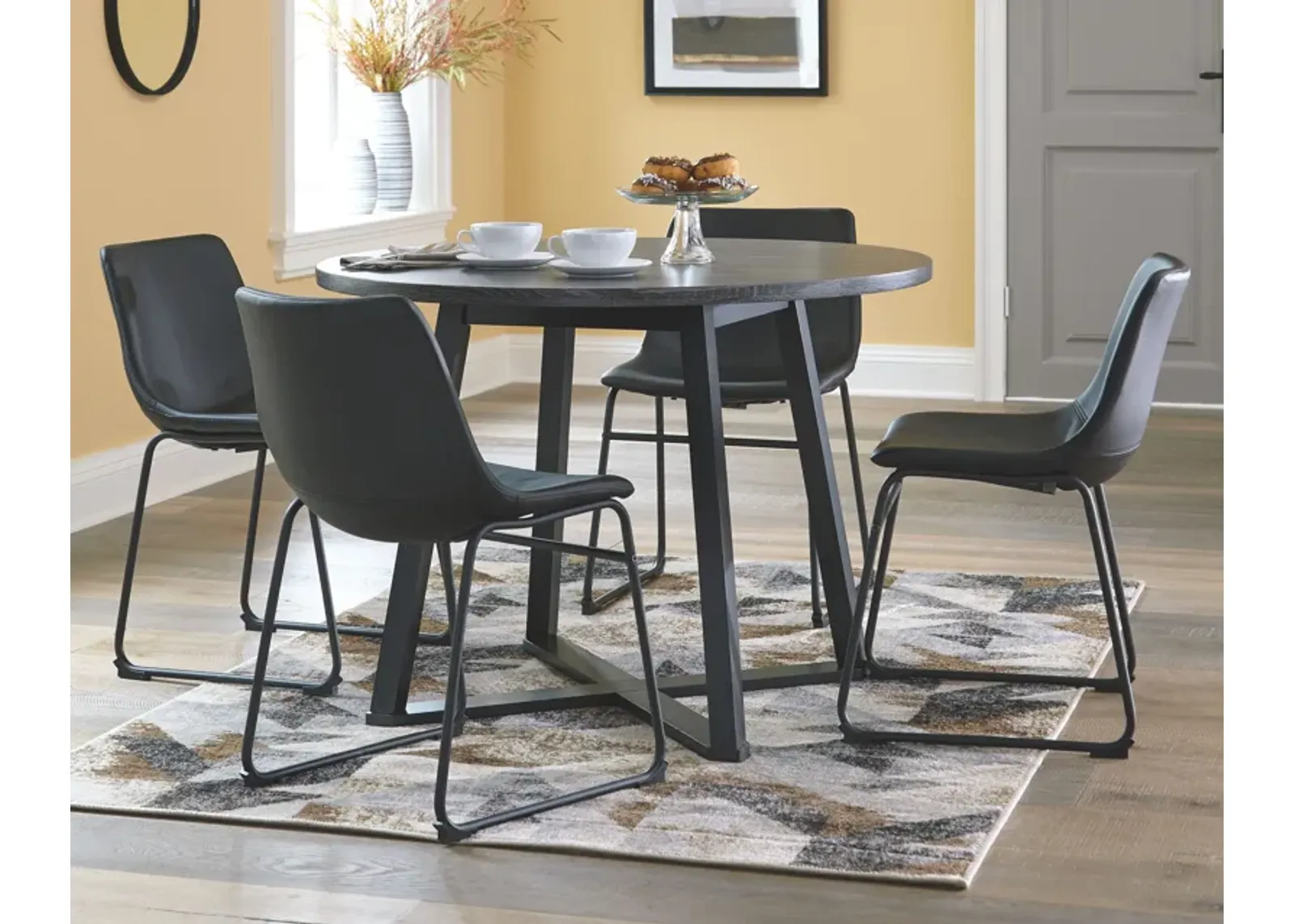 Centiar - Black / Gray - Round Dining Room Table