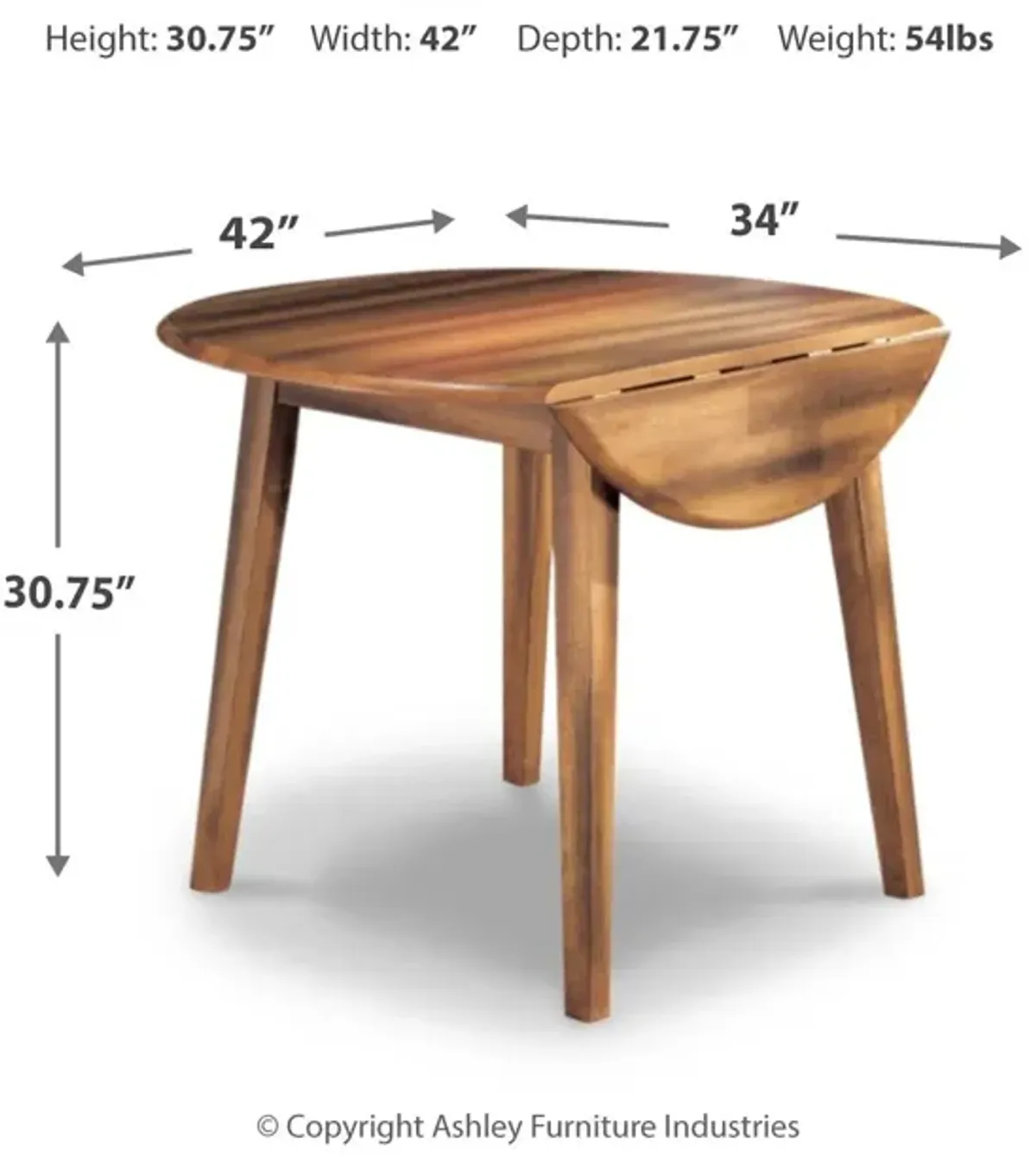 Berringer - Rustic Brown - Round Drm Drop Leaf Table