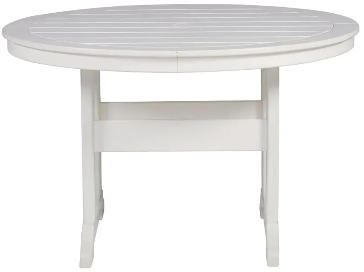 Crescent Luxe - White - Round Dining Table W/Umb Opt