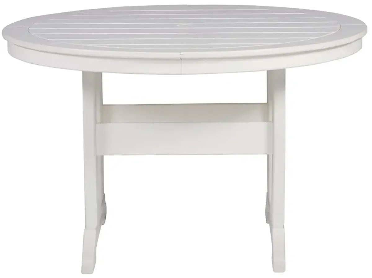 Crescent Luxe - White - Round Dining Table W/Umb Opt