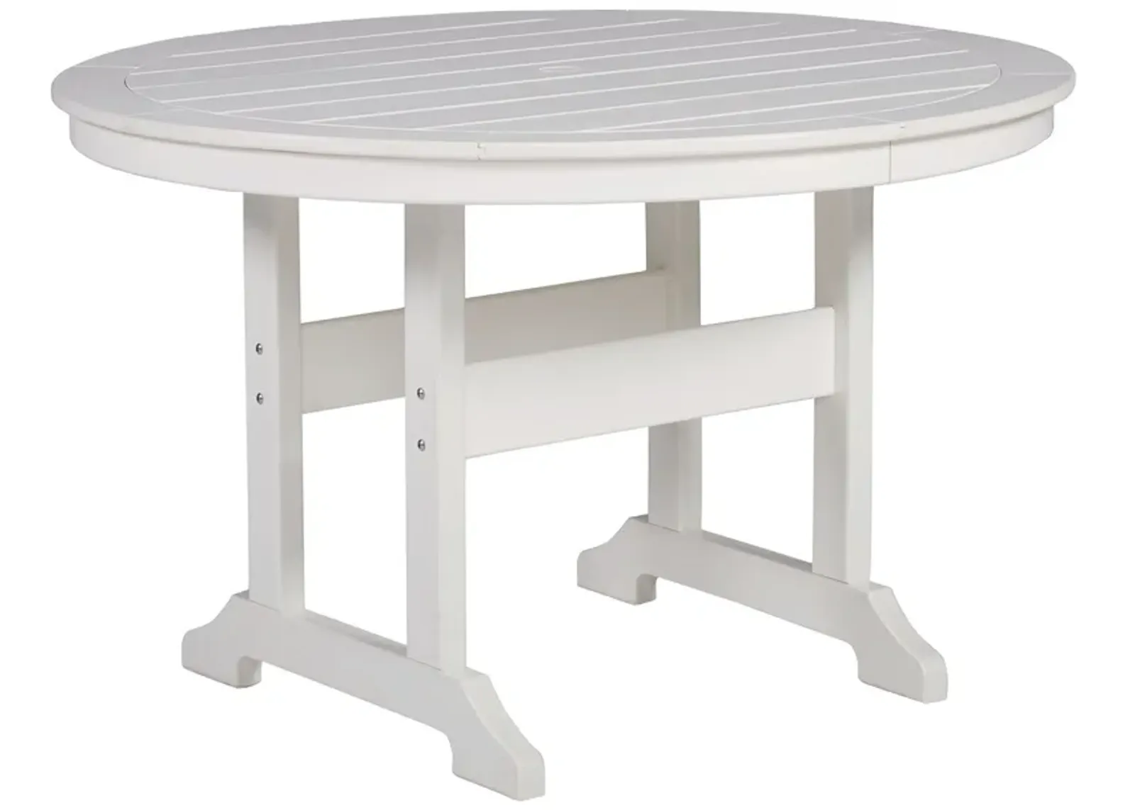 Crescent Luxe - White - Round Dining Table W/Umb Opt