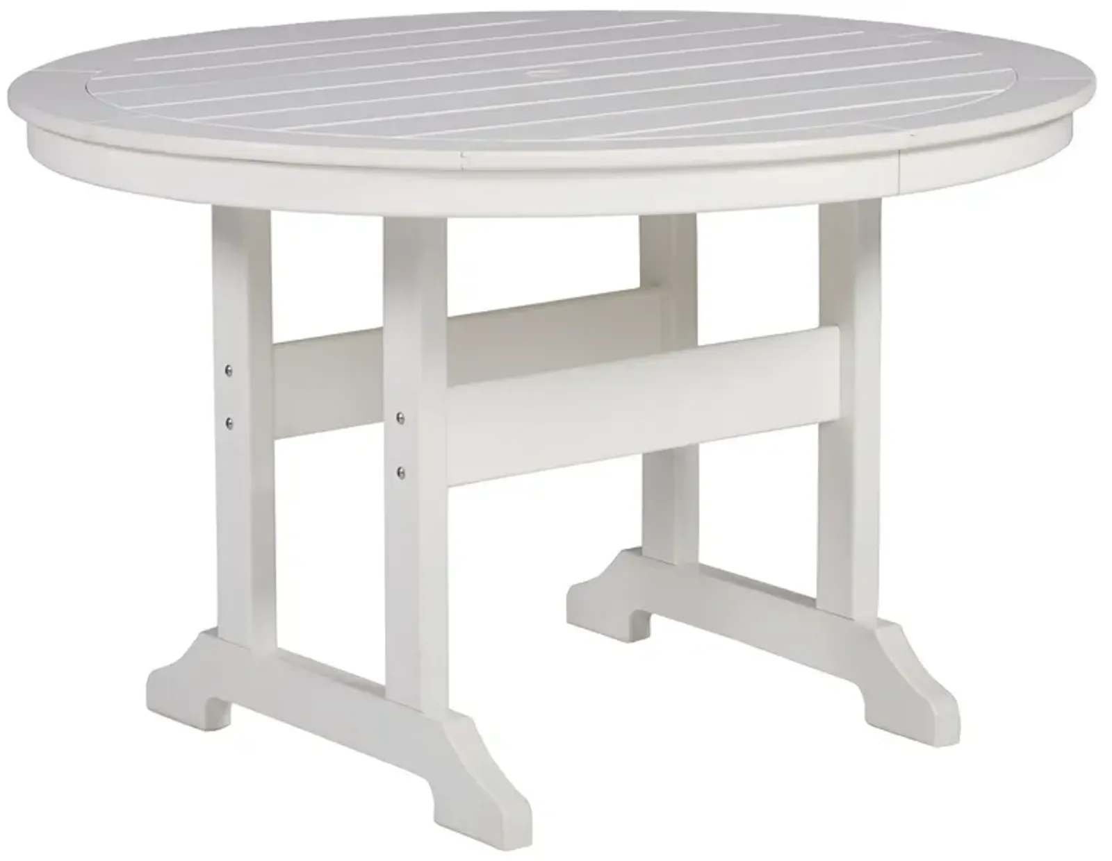 Crescent Luxe - White - Round Dining Table W/Umb Opt