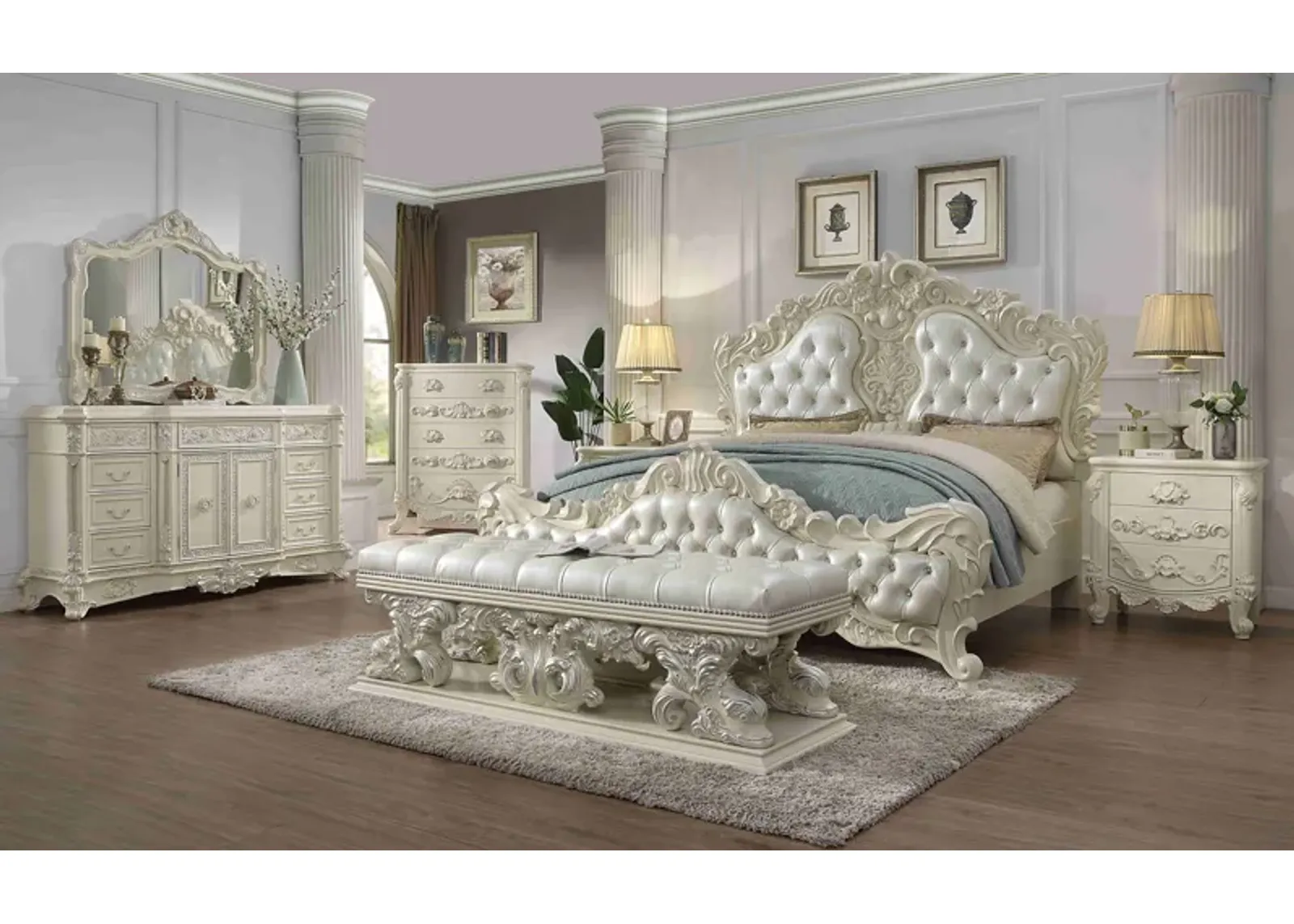 Royal 7 PIECE KING BEDROOM SET (INCLUDE 2 NIGHTSTANDS)