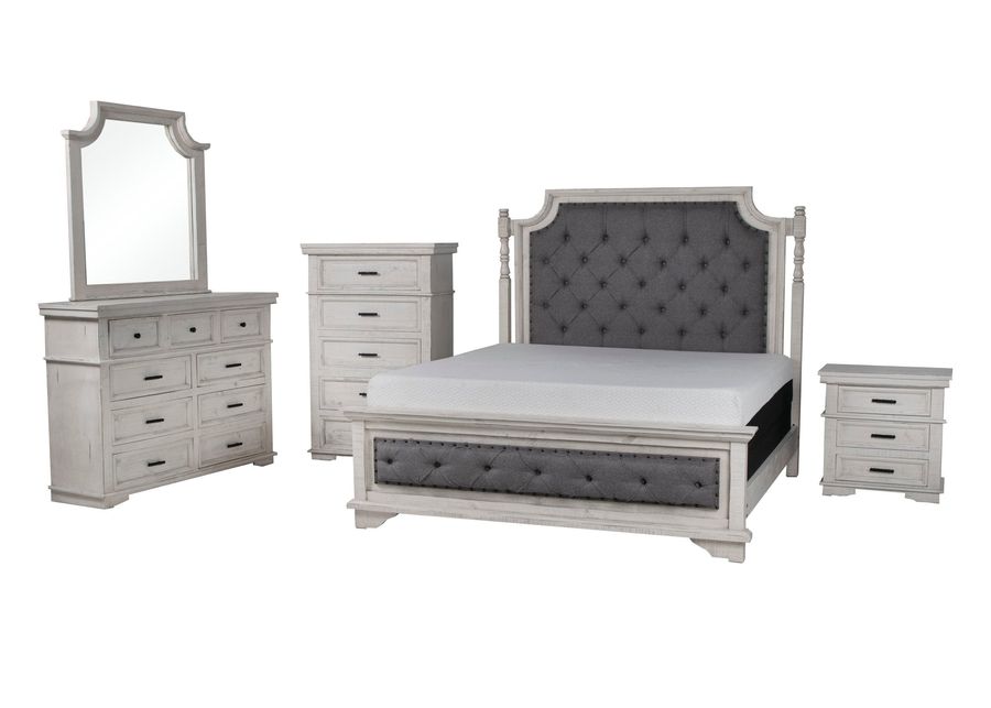 Charles-Nero White 6 PIECE QUEEN BEDROOM SET