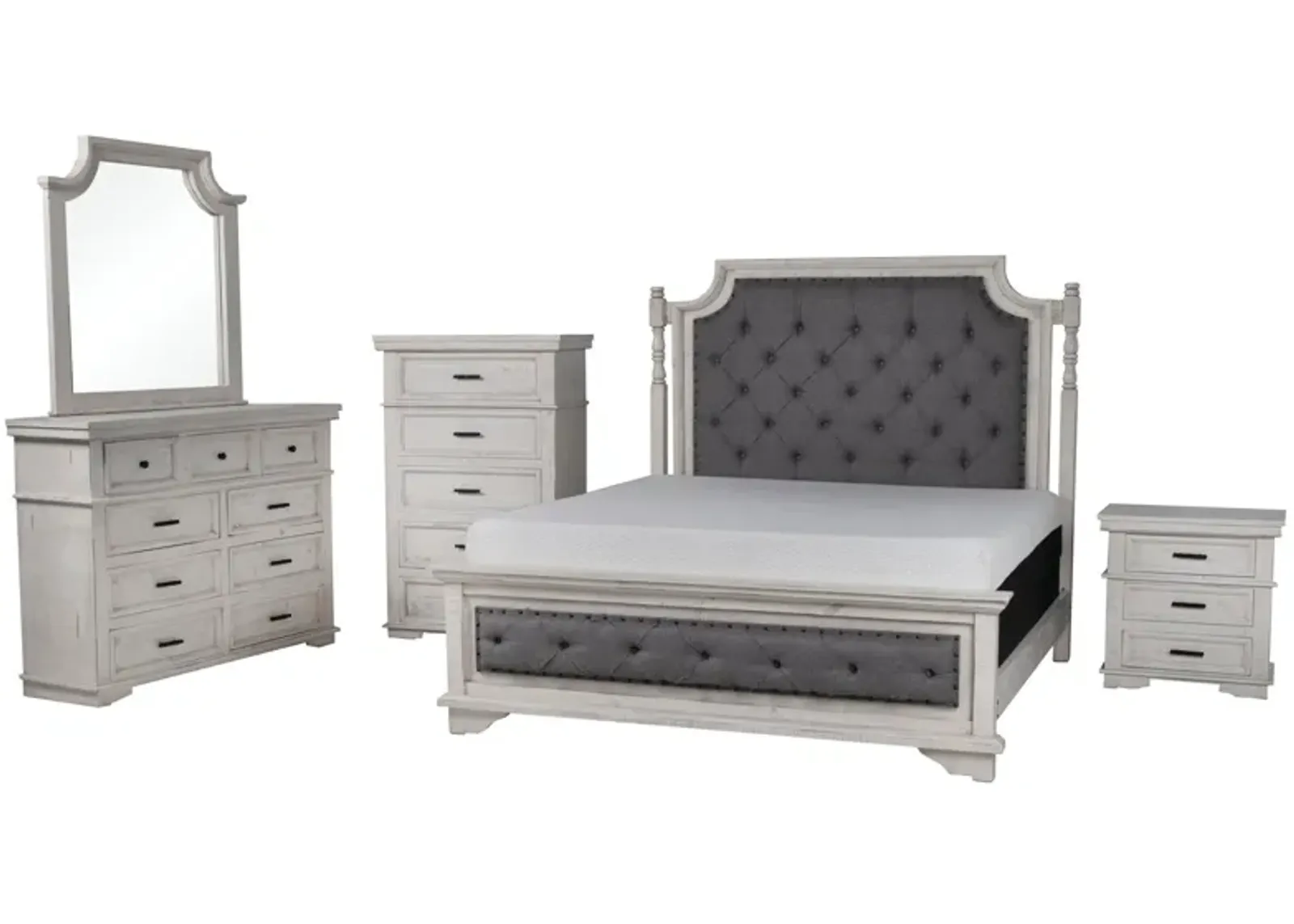 Charles-Nero White 6 PIECE QUEEN BEDROOM SET