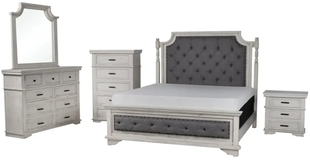 Charles-Nero White 6 PIECE QUEEN BEDROOM SET