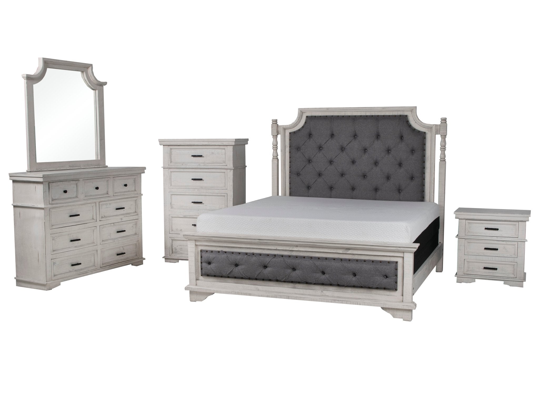 Charles-Nero White 6 PIECE QUEEN BEDROOM SET