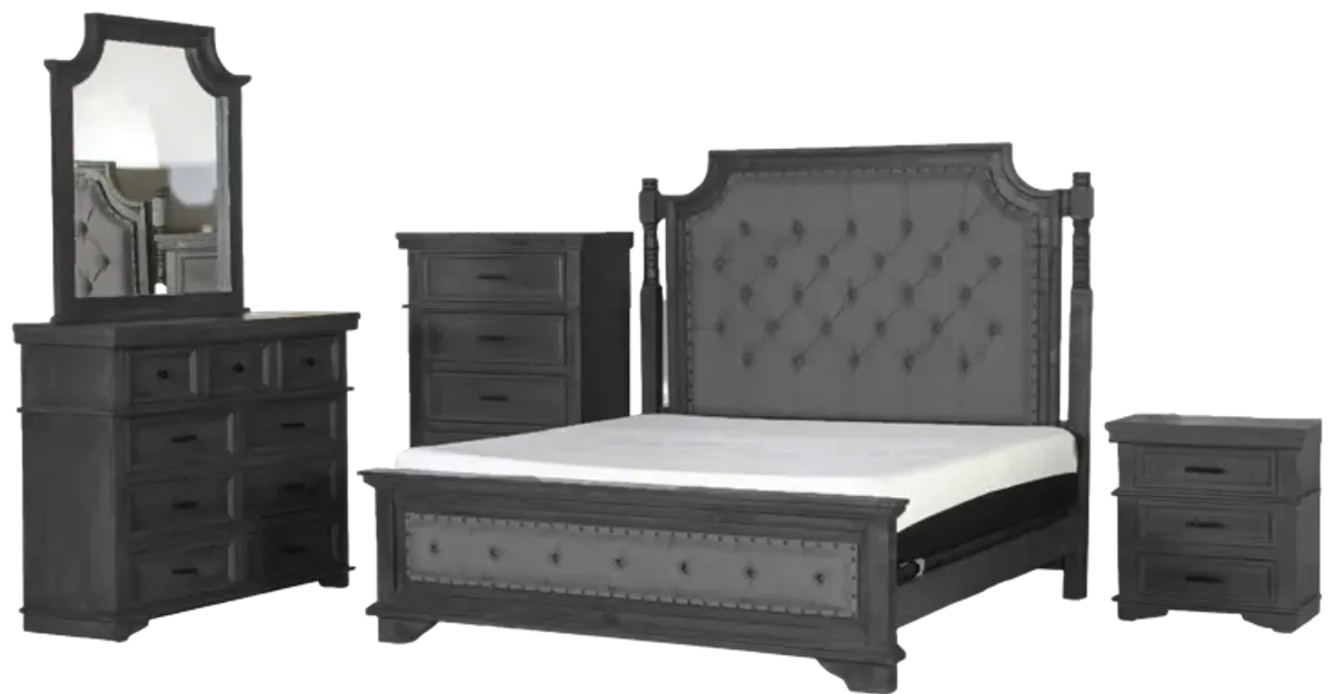 CHARLES-GREY 6 PIECE KING BEDROOM SET