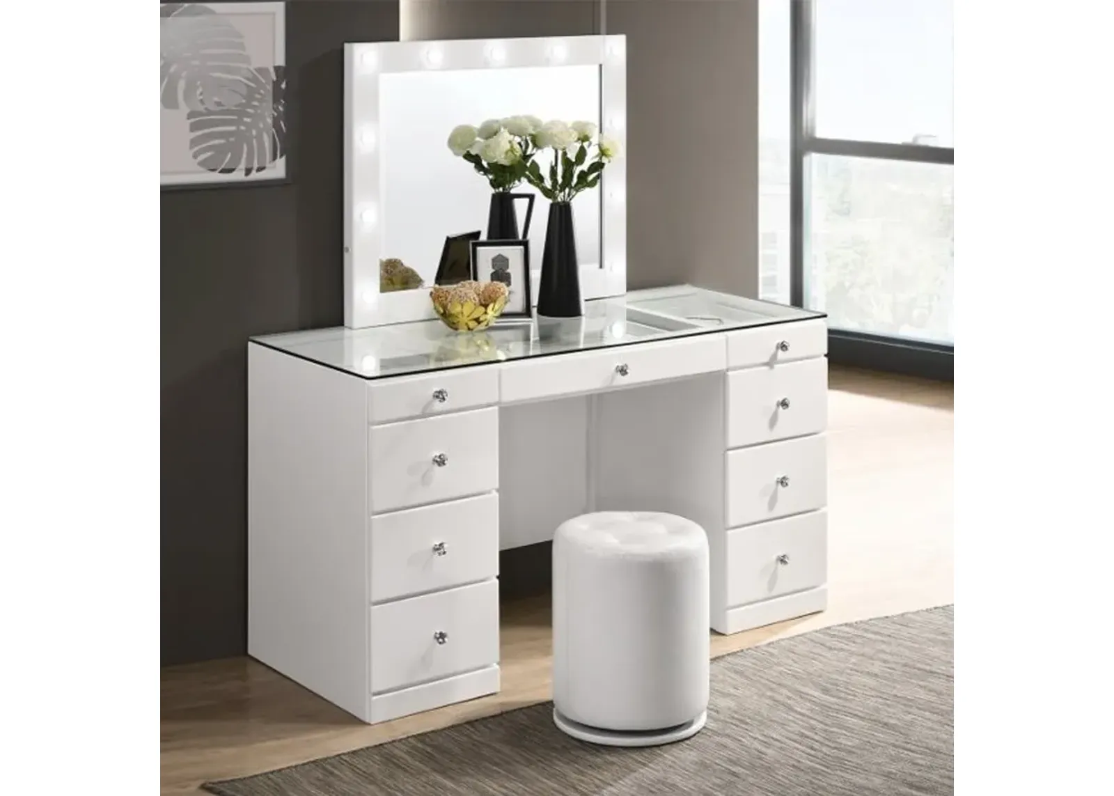 AVERY VANITY SET IN WHITE