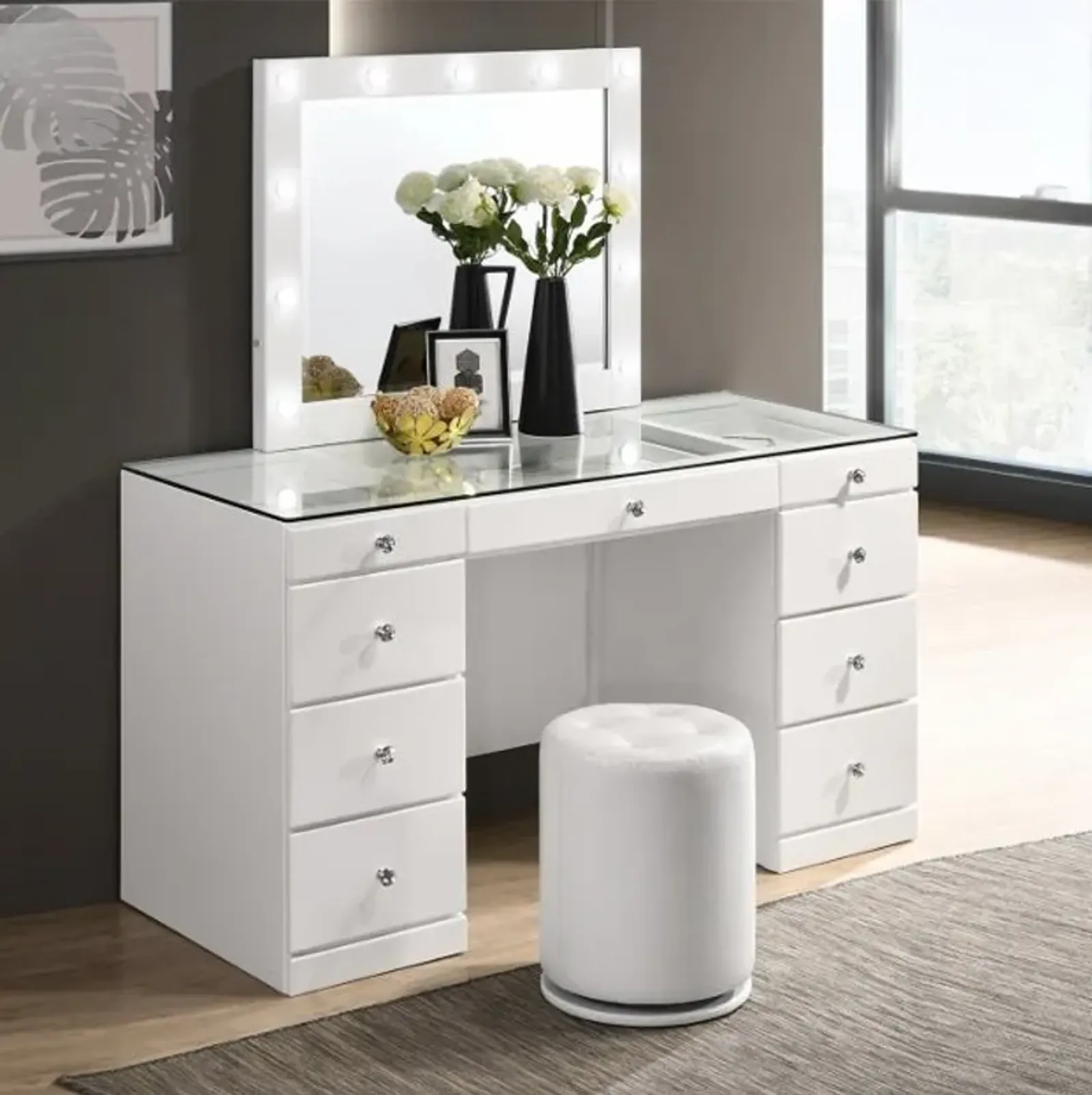 AVERY VANITY SET IN WHITE