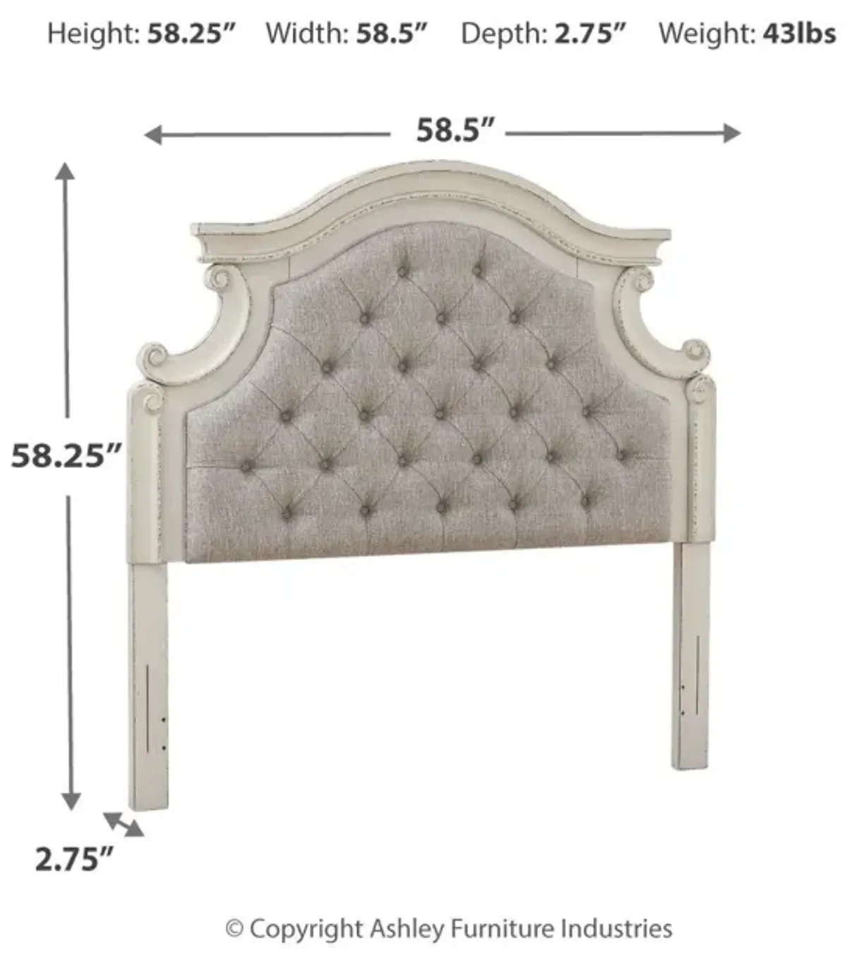 Realyn - Chipped White - Full Uph Panel Headboard