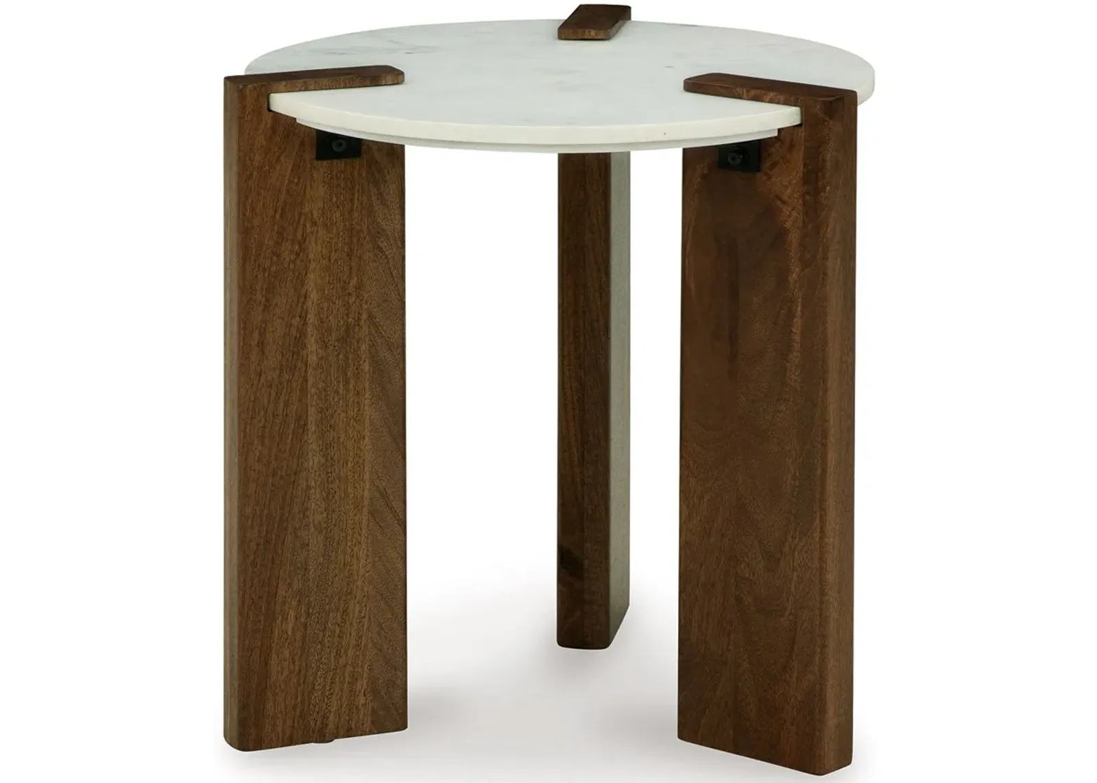 Isanti - White / Brown - Round End Table