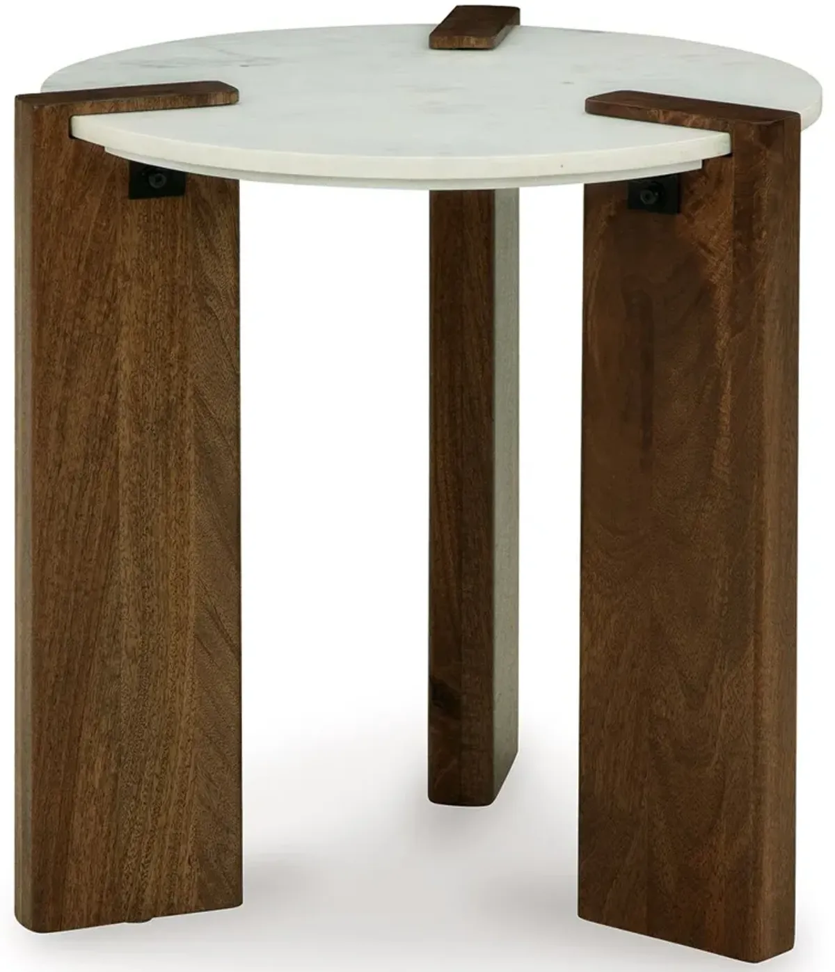 Isanti - White / Brown - Round End Table